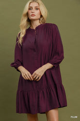 NEW Lace Trim Button-Front Ruffle Hem Mini Dress
