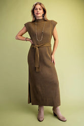 New High Neck Knit Midi Dress