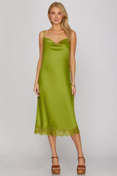 WOMEN CAMI WOVEN CAWL MIDI DRESS
