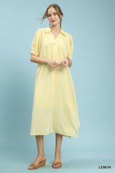 Women Gingham Midi Dress / Preorder ships Apr 30.